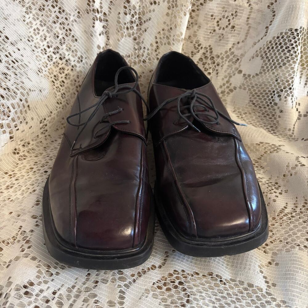 Kenneth Cole Reaction Men's US 12 Dark Brown Leather Square Toe Oxfords Shoes